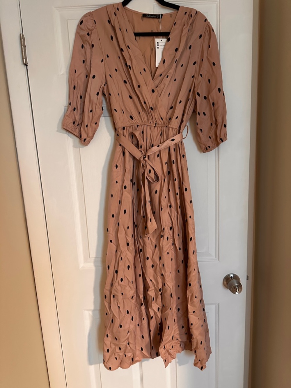 Simple Blush Polka Dot Wrap Maxi Dress